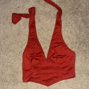 Red Halter Crop Top